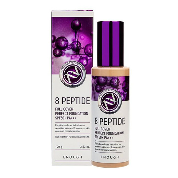 Тональна основа з 8-ма пептидами (21 тон) Enough 8 Peptide Full Cover Perfect Foundation SPF50+ PA+++ №21