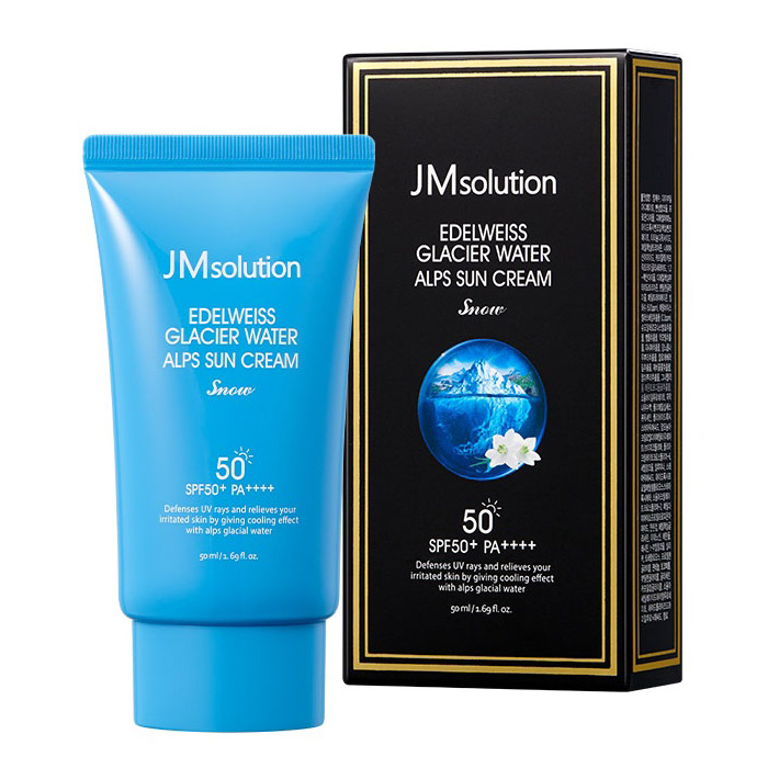 Охолоджуючий сонцезахисний крем JMsolution SPF 50+ PA++++, 50мл JMsolution Edelweiss Glacier Water Alps Moist Suncream Snow SPF 50+ PA++++