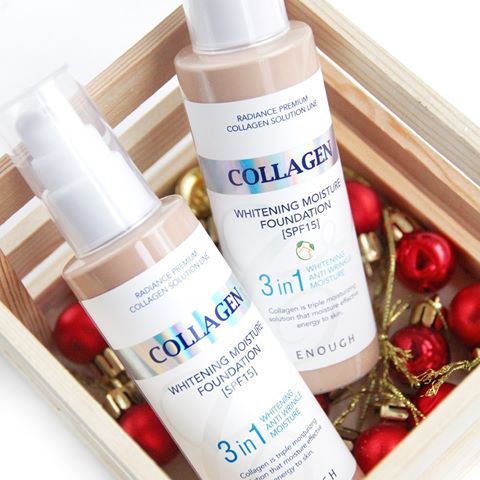 Тональная основа с коллагеном 3 в 1: увлажнение, осветление, лифтинг Enough, 100мл Enough Collagen Whitening Moisture Foundation 3 in 1 SPF 15