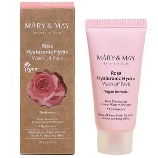 Зволожуюча глиняна маска з трояндою та гіалуроновою кислотою Mary&May, 30г Mary&May Rose Hyaluronic Hydra Wash off Pack