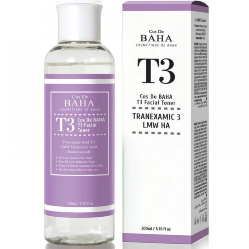 Тонер для обличчя з транексамовою кислотою COS DE BAHA Tranexamic 3% LMW HA Toner, 200ml